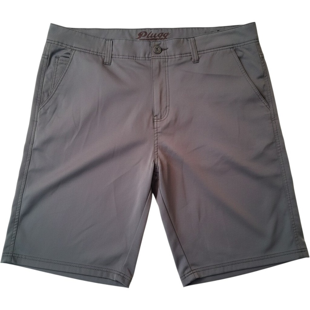 Plugg Performance Shorts Mens 38 Gray Good Stretch Lightweight Flat Front
